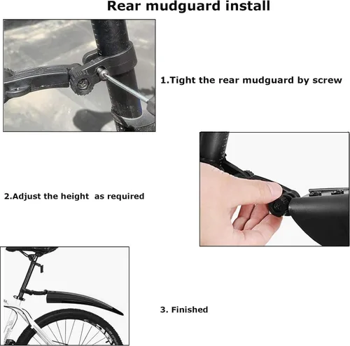 Vista 4 de TuTuYa Juego de guardabarros de bicicleta, guardabarros ajustables para bicicleta con 2 calcomanías reflectantes de flecha y 1 cinta reflectante