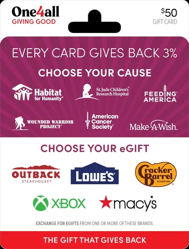 Vista 4 de One4all Giving Good Joy Physical Gift Card - $25