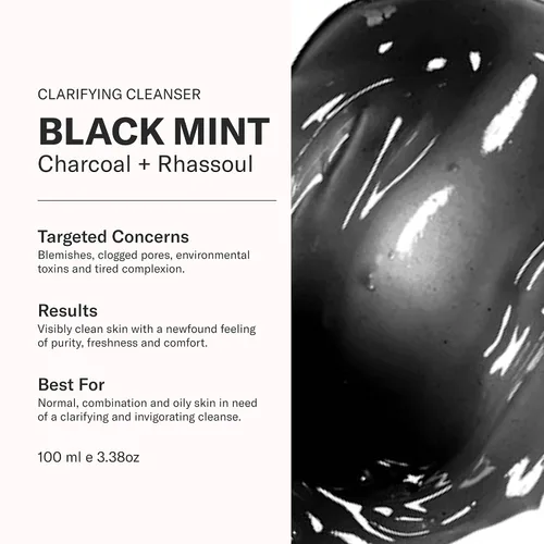 Vista 2 de Odacité Limpiador facial con espuma, receta de carbón activado de menta negra y arcilla Rhassoul, hidratante facial con limpieza profunda para un