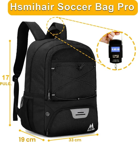 Vista 2 de Hsmihair - Bolsa de fútbol - Mochila de fútbol y mochila para fútbol, voleibol y baloncesto, con compartimento para pelota y tacos separados