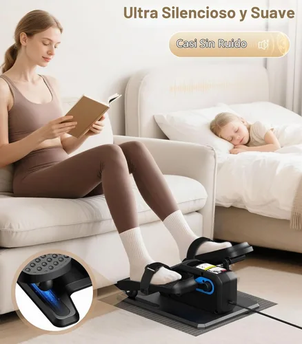 Vista 4 de Under Desk Elliptical Machine,Ellipse Leg Exerciser Electric with Remoter,12 Manual Adjustable Speed and 3 Automatic Speed,Portable Seated Pedal