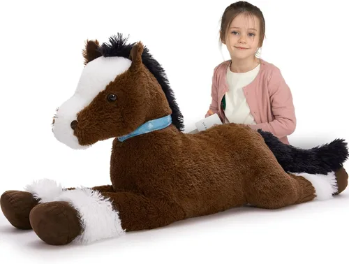 Vista 12 de MaoGoLan Peluche de caballo grande para niño, juguete de peluche de caballo grande para niña, poni montable de peluche para niños, almohada de felpa