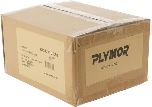 Vista 2 de Plymor Bolsas de polietileno con cinta adhesiva permanente y advertencia de asfixia, 12 x 16 pulgadas (caja de 1000) listas para enviar