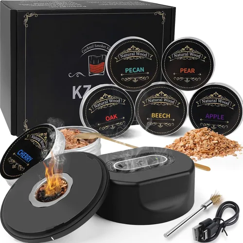 Vista 7 de Pistola para Ahumar Portátil, Ahumador de Cóctel para Carne, Bebidas, Queso, con Tapa para Tazas y Virutas de Madera Incluídas, Negro