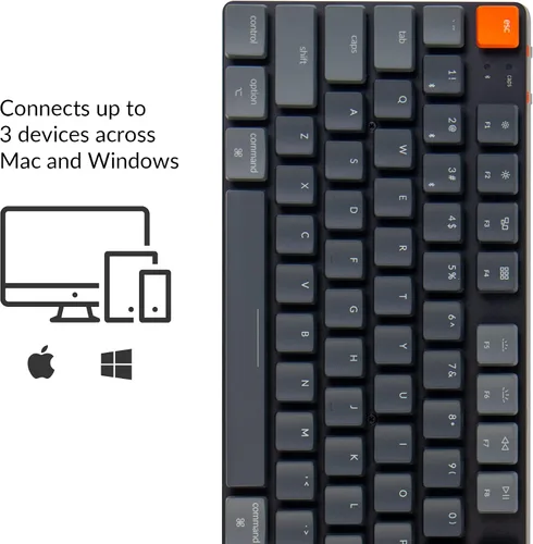 Vista 2 de Keychron K1 SE teclado mecánico inalámbrico ultra delgado con cable BluetoothUSB con retroiluminación LED RGB interruptor mecánico marrón Gateron