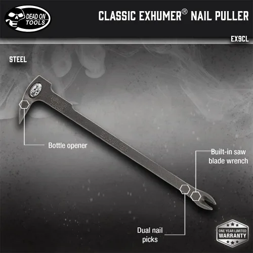 Vista 2 de Dead On Tools EX9CL - Extractor de uñas Exhumer de 10-5/8 pulgadas, color plateado