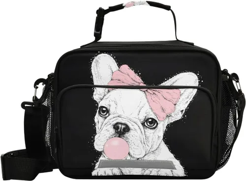 Vista 15 de Fiambrera aislada, suave, bolsa de almuerzo con estampado de leopardo para oficina, trabajo, escuela, picnic, playa