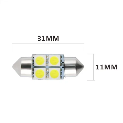 Vista 2 de 6 bombillas LED súper blancas de 1.220 in 4SMD 5050 para placa de matrícula, cúpula, mapa, maletero, luz LED (6)