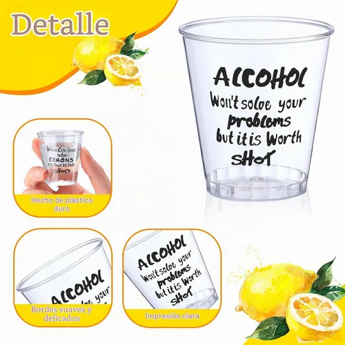 Vista 3 de 100 vasos de chupito divertidos de 1.7 oz para fiesta, vasos de chupito de plástico desechables a granel Mini Fun Wine Glass, Small Tasting Sample