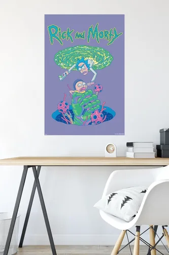 Vista 4 de Trends International Rick And Morty - Póster de pared de otoño portal, 22.375 x 34 pulgadas, versión sin marco