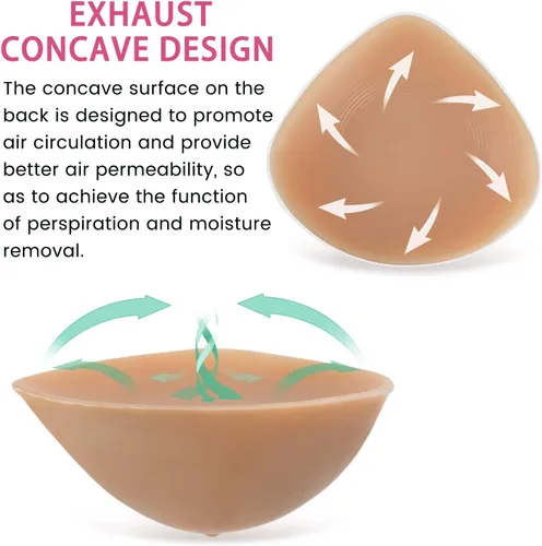 Vista 4 de Vollence One Piece Triangle Silicone Breast Forms Mastectomy Prosthesis Bra Enhancer Inserts Concave Bra Pads