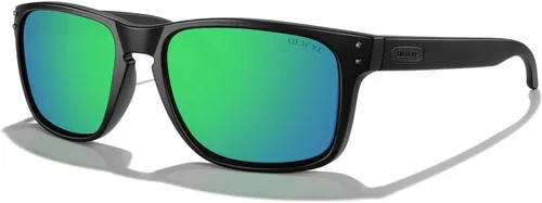 Vista 23 de Gafas de sol polarizadas deportivas para hombre, gafas de sol de marco flexible para pesca deportiva masculina Marco negro/lente negra/metal plateado
