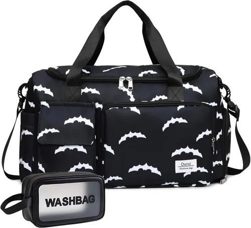 Vista 26 de Bolsa de Gimnasio Pequeña para Mujer, Bolsa de Lona de Viaje, Bolsa de Fin de Semana con Compartimento para Zapatos rosado