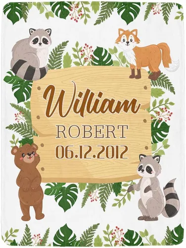 Vista 27 de Artsadd Manta personalizada con nombre, manta personalizada de animales de la selva, manta personalizada de safari para niños, niñas, baby shower