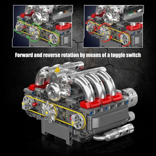 Vista 3 de Mould King 10193 Boxer Engine Model Kit que funciona: construye tu propia réplica de motor de automóvil mini, juego de bloques de construcción