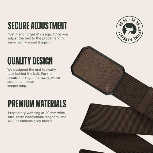 Vista 2 de Groove Life - Cinturón de nailon elástico para hombre con hebilla magnética de aluminio