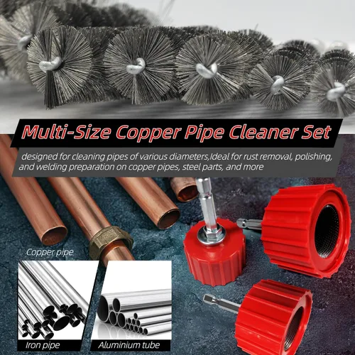 Vista 6 de Kit limpiador de tuberías de cobre para taladro
