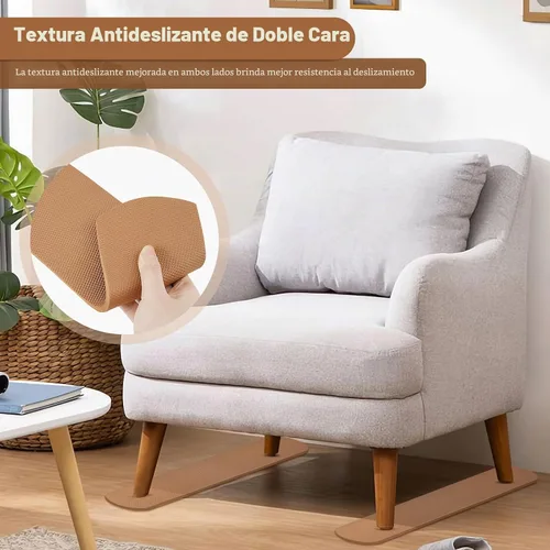 Vista 2 de Paquete de 4 almohadillas antideslizantes para rieles de muebles para reclinables, sofás, sillones. Protectores de suelo de goma para sillas