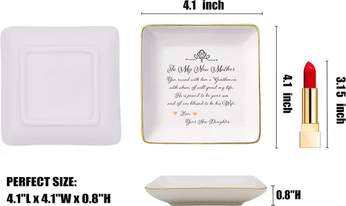 Vista 5 de Topthink You Raised With Love A Gentleman - Soporte de cerámica para joyas, plato y bandeja para baratijas, regalos para la madre del novio, regalos