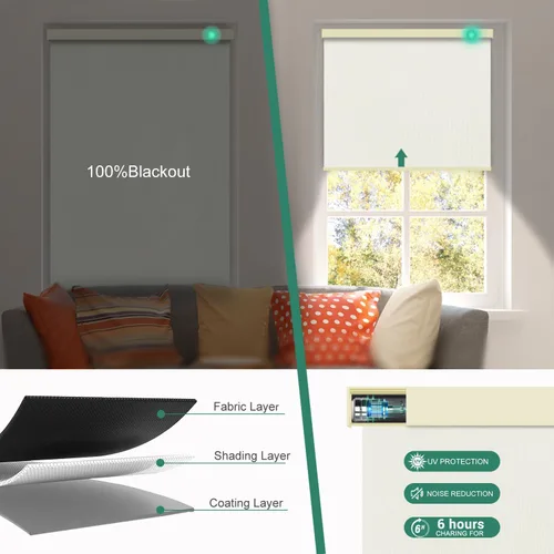 Vista 2 de Persianas motorizadas con control remoto [motor 100% opacas y silencioso] Persianas inteligentes compatibles con Alexa Google HomeKit, persianas