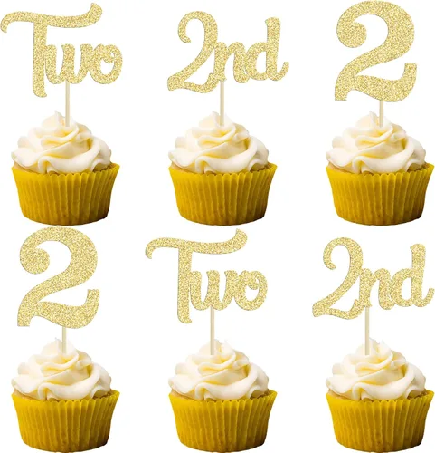 Vista 8 de 24 adornos para cupcakes de primer cumpleaños con purpurina para decoración de pastel de primer cumpleaños, selecciones de cupcakes para niños, baby