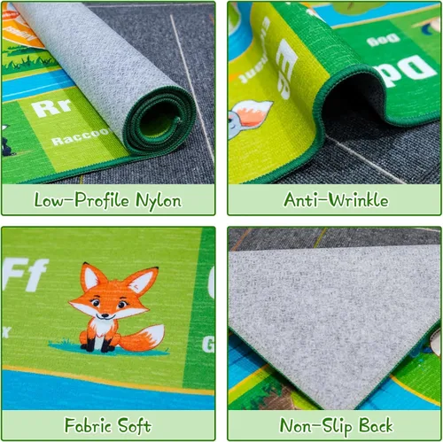 Vista 3 de Alfombra ABC de 5' x 7', Alfombras para Niños para Sala de Juegos, Aula, Dormitorio, Tapete de Juego de Aprendizaje Educativo con Alfabeto