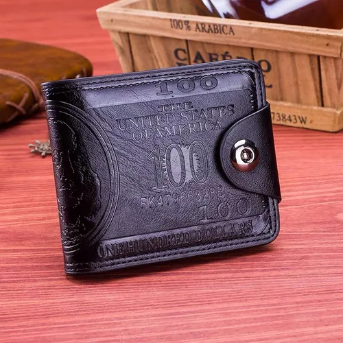 Vista 7 de ThunderStar Cartera creativa para hombre Monedero unisex 100 dólar Bill Money Bifold Card Holder Bolso (negro)