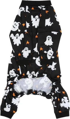 Vista 5 de HDE Pijama de una pieza para perro, ligero, para perros M-3XL, estrellas fantasmales, talla S