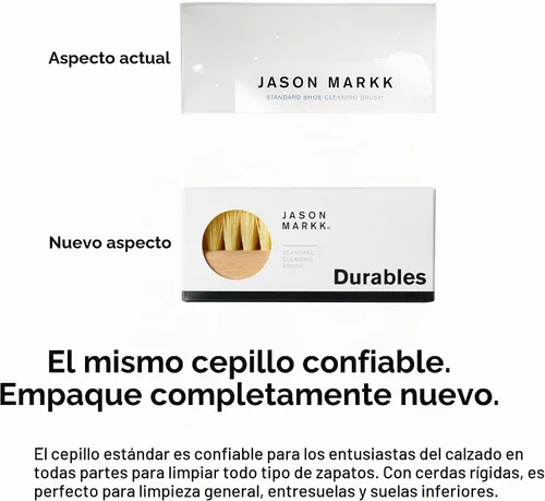 Vista 2 de Jason Markk Cepillo de limpieza estándar, mango de madera hecho a mano, cerdas sintéticas, resistente a las manchas difíciles y la suciedad