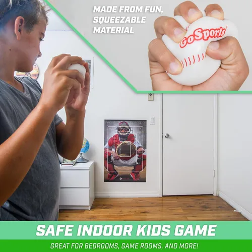 Vista 4 de GoSports Pitch N' Stick Kids Baseball Pitching Game - Choose Between Wall Poster Game Set or 4 Replacement Sticky Ball Baseballs