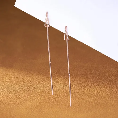 Vista 4 de SLUYNZ Aretes de cadena de plata de ley 925 para mujeres, adolescentes, aretes largos colgantes, aretes de línea con borla