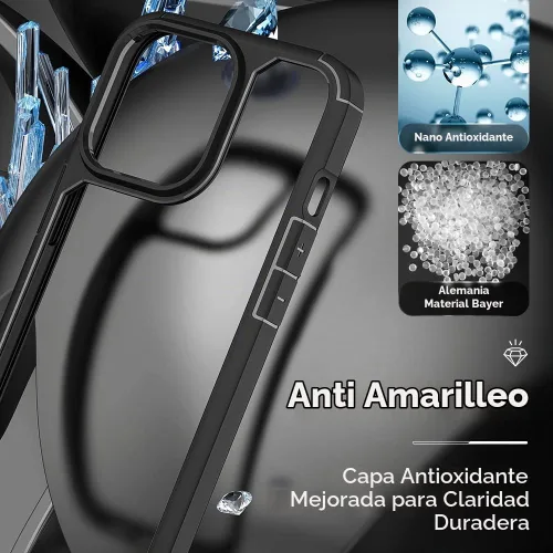 Vista 3 de TAURI Funda 5 en 1 para iPhone 13 Pro, color negro, [no amarillenta] [protección de grado militar] Funda delgada a prueba de golpes para iPhone 13