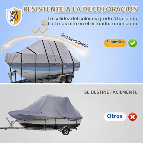 Vista 4 de Cubierta para Barco con Techo en T 900D - Cubierta para Barco de Consola Central de Servicio Pesado Resistente al Agua y Remolcable que se Ajusta a