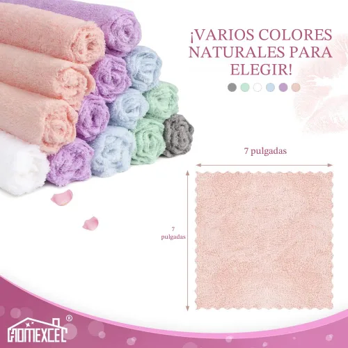 Vista 7 de HOMEXCEL Paquete de 24 paños desmaquillantes premium, paños de limpieza facial reutilizables súper suaves de 7 x 7 pulgadas con solo agua, toallas