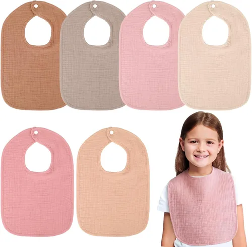 Vista 7 de Toulite Paquete de 6 baberos de muselina para bebé, bandana de algodón, unisex, para niños y niñas, suaves y absorbentes para la dentición y babeo