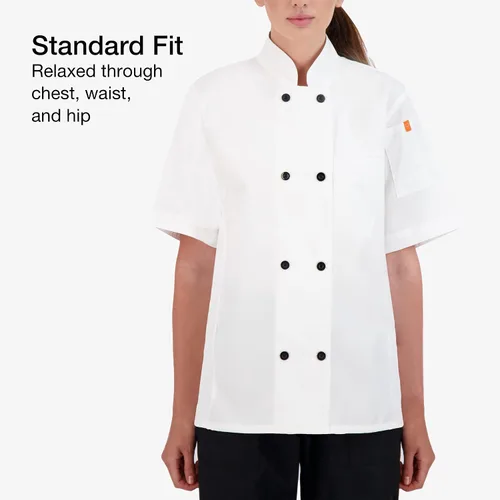 Vista 5 de Happy Chef Signature V2 - Abrigo de chef ligero de manga corta para mujer