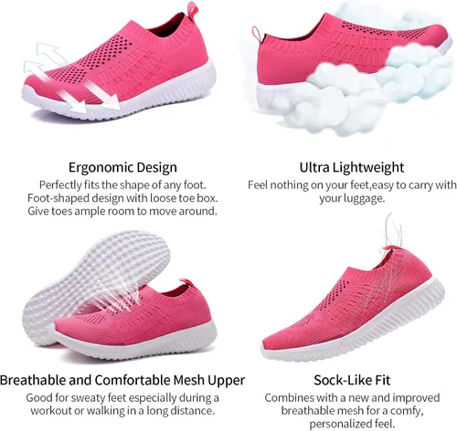 Vista 2 de TIOSEBON Zapatos deportivos para caminar para mujer, de tela informal, cómodas para trabajar.