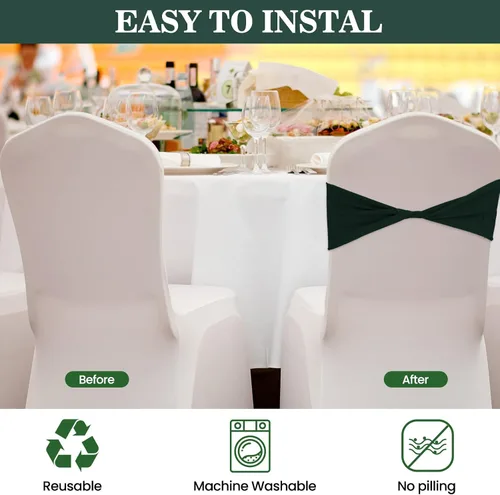 Vista 4 de CHENGU 100 bandas de elastano para silla, con lazo liso, para bodas, sin hebilla, decoraciones de cumpleaños, lazos elásticos, bandas deslizantes