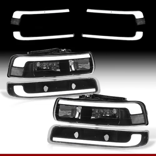 Vista 10 de AJP Distributors Juego de faros LED DRL con barra de tubo + esquinas parachoques de señal de conducción de señal izquierda derecha