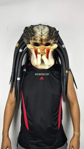 Vista 2 de Máscara de látex de depredador, talla única para cosplay, fiesta de Halloween (máscara de anciano el depredador)