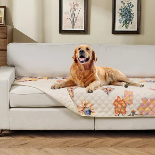 Vista 20 de Funda reversible para cama de perro con forro impermeable, funda deslizable resistente al agua, protector de muebles y manta para mascotas, funda