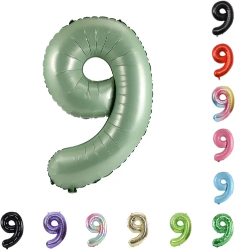 Vista 96 de Globo grande de helio con números 0-9 de 40 pulgadas para cumpleaños, bodas y fiestas (rojo, 9)