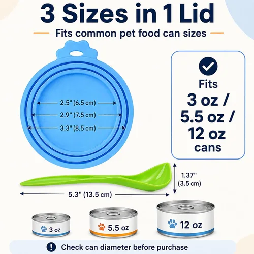Vista 7 de Tapas para latas de comida para perros y latas de comida para gatos, paquete de 2, fundas de silicona para latas de alimentos húmedos, se adapta a