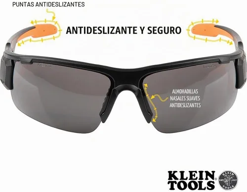 Vista 5 de KLEIN TOOLS 60162 Gafas de seguridad, gafas protectoras profesionales de EPP con semicarco, resistentes a los arañazos y antiniebla, lentes grises