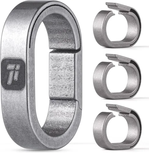 Vista 8 de FEGVE TC4 Titanium Small Mini Key Chain Rings Connector, Easy Open Negro paquete de 2