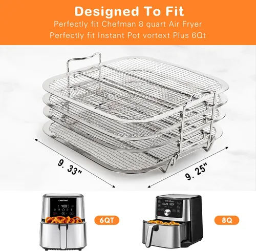 Vista 2 de SICHEER Estante deshidratador de acero inoxidable, accesorios compatibles con freidora de aire Instant Vortex Plus de 6 cuartos de galón, parrilla