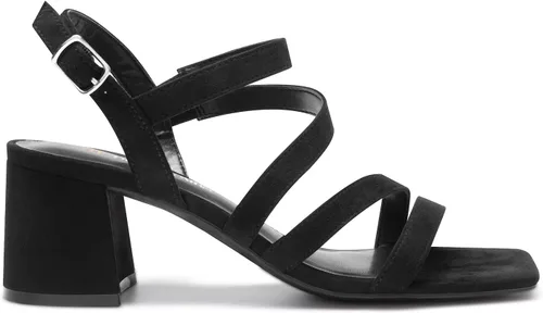 Vista 2 de DREAM PAIRS Sandalias de tacón grueso con tiras para mujer, sandalias de tacón bajo y puntera abierta, zapatos de fiesta