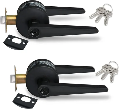 Vista 44 de MD8820-DB-BK-1P - Manija de puerta de privacidad sólida para dormitorio y baño, acabado negro mate