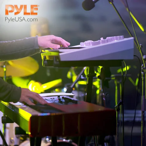 Vista 7 de PYLE Heavy-Duty Multi-Functional Music Stand - Z Style & Portable, 2nd Tier, Height & with Adjustment, Digital Keyboard Stand, Rack Case w/Ergonomic