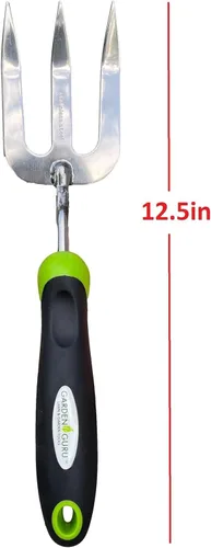 Vista 3 de Garden Guru - Herramienta de horquilla manual de acero inoxidable, acero inoxidable resistente a la corrosión, mango ergonómico, ideal para plantar